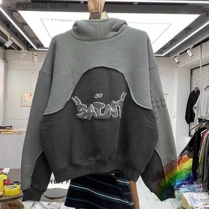 Мужские толстовки с капюшоном Puff Print Saint Michael Vintage Hoodie Мужчины Женщины Лучшее качество Тяжелая ткань с капюшоном Пуловеры больших размеров T231019