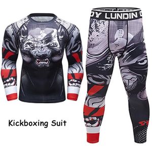 Tute da uomo Uomo Sport Sportsuit Boxeo Rashguard Jiu Jitsu Pantaloni Fitness T Shirt UCF BJJ Set da boxe Palestra Rash Guard Fight213Y