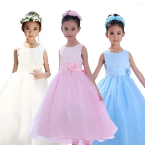 Mädchenkleider im Ausverkauf! Blumenmädchen Kinder ärmelloses langes Tüllkleid mit Band formelle Prinzessin Kinderkleidung