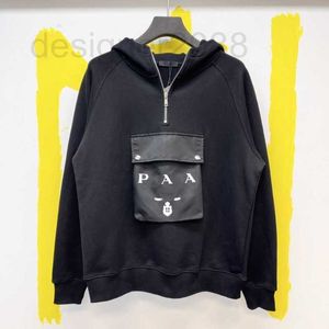 Moletom com capuz masculino designer 2023 luxo outono e inverno novo painel de bolso de náilon zíper com capuz camisola masculina e feminina u2b1