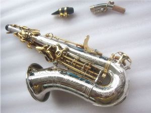 新しい湾曲したネックソプラノサックスサックスSC-9937SMALL SAX Bフラット高品質の真鍮ニッケルシルバーメッキサックスとマウスピースケース