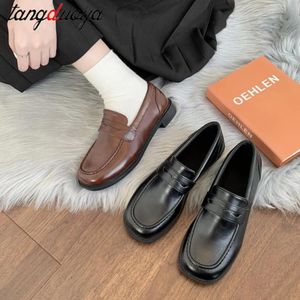 Sapatos de vestido mocassins mulheres jk uniforme uwabaki japonês jk redondo dedo do pé meninas estudantes da escola mary janes lolita marrom cosplay 231019