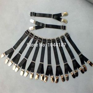 Whole-whole 12pc women sexy strong strap Shiny double metal button hook Y style garter belt suspender duckbilled for stock239G