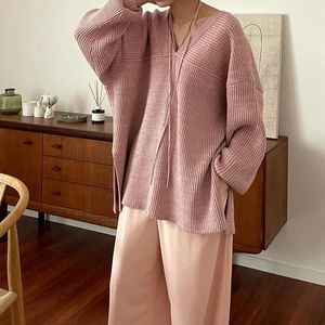 Kvinnors tröjor långärmad rosa tröja Autumn Women kläder 2023 Soft Loose Jumper Pullover Winter Topps Novelty dubbel bär krage
