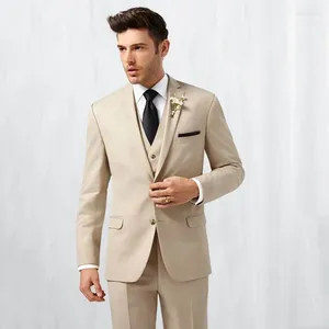 الرجال للرجال الصيف khaki رجال لحفل زفاف الشاطئ العريس Tuxedo 3piece (سترة سروال سترة) أزي