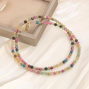 Bracciale con tormalina color pietra naturale per donna, collana minimalista con pietre preziose, energia, protezione empatica, gioielli