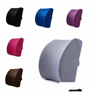 Kudde/dekorativ kudde Nytt minnesskum Lumbal Cushion Travel Pillow Car Chair Back Support Office Home Garden Home Textiles Dhbra