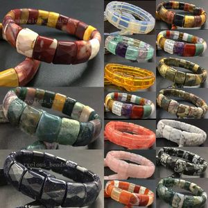 Charme Pulseiras Obsidiana Cristal Jaspe Labradorite Tigres Olho Rhodorite Unakite Mulheres Homens Art Stretch Pulseira 71/2 