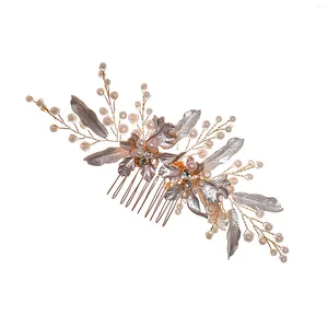 Grampos de cabelo pérola jóias folha pentes metal luxuoso hairpiece forte aperto headdress para festival festa de casamento cabeça decoração