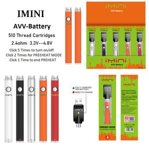 Best Shenzhen Vape Supplier Imini AVV Vape Battery 380mah variable voltage E cigarette 510 thread for thick oil vape cartridge 3.3-3.8-4.3-4.8v for Vapor Vapers Instock