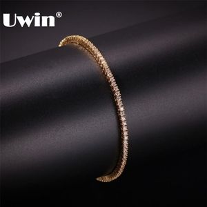 UWIN 2mm Round Cut Micro Tennis Bracelet Bling Cubic Zirconia Fashion Hiphop Men Women Bracelets Jewelry 210812262c