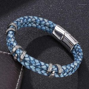 Manşet deri bilezik erkekler vintage retro örgülü orijinal bilezikler homme femme erkek bilezikler el yapımı mücevher pulseras1252u