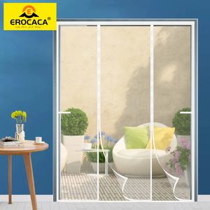 Sheer Curtains EROCACA Magnetic Door Screen Mosquito Net Curtain Fly Insect Automatic Closing Invisible Mesh For Kitchen indoor living room 231019