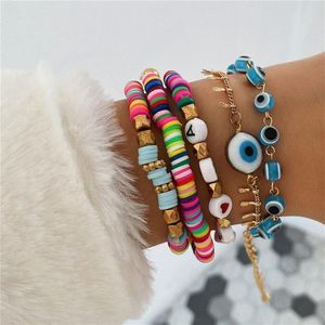 チャームブレスレット5pcs for blue for women rainbow lette beads bracetet set fashionjewelry2918