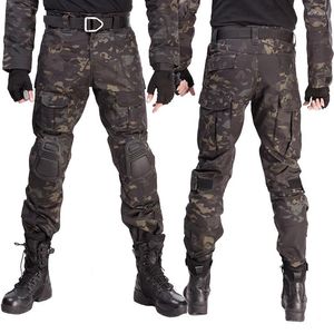 Pantaloni da caccia tattici multicam mimetici militari uniformi dell'esercito pantaloni da trekking paintball combattimento carico con ginocchiere