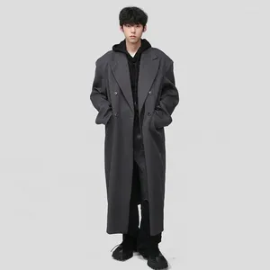 Men's Trench Coats SYUHGFA Tide Long Coat Handsome Korean Style High End Simple Casual Knee Over OverCoat Trend Autumn Winter Windbreaker