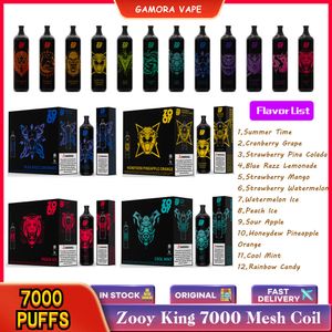 Original Disposable Vape Pen Zooy King 7000 Puffs E Cigarettes Elfbars Vapes Cartridges Vaper 0% 2% 5% 650Mah 14ML Rechargeable Prefilled Randm Tornado 7k 9k 10k puff
