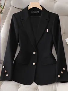 Damenanzüge Y2K Langarm Business Arbeitskleidung Frauen Blazer Damen Schwarz Khaki Rot Solide Weibliche Schlanke Formale Jacke Für Herbst Winter