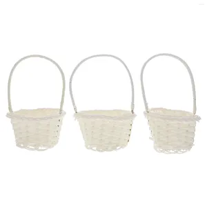 Dinnerware Sets Miniature Flower Basket Rattan Rustic Wedding Decorations Handheld Woven Baskets