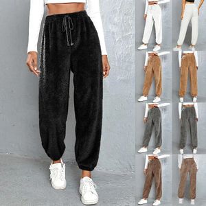 Damenhosen 2023 Mode Frauen Teddybär Fleece Pelz Jogger Winter Warme Freizeithose Loungewear Laufen Jogger Sport 231018