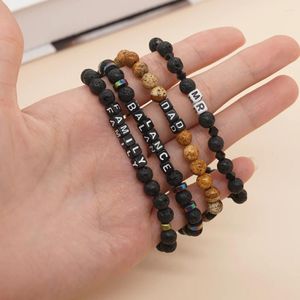 Strand BohoBliss Men's Bead Bracelet Custom Word Wrist Jewelry Natural Stone Beads Bangles Handmade Fashion Birthday Gift