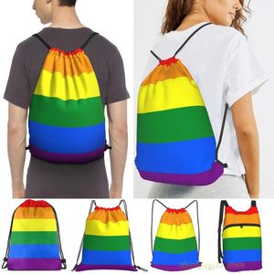 Shoppingväskor män utomhus resor dragkammare ryggsäck gay hbt flagg stolthet rand kvinnor sport väska fitness simning