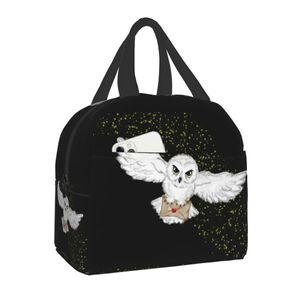 Ice Packs/Isothermic Bags Halloween Owl Flight Thermal Isolated Lunch Bag Women Witch Magic Portable Lunch Tote for Work School Travel Storage Food Box 231019