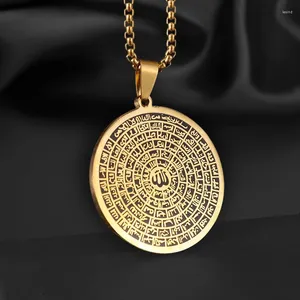 Pendant Necklaces Vintage Stainless Steel Buddha Plate Scripture Shurangama Mantra Men's Religious Wishing Amulet Party Jewelry