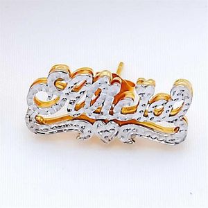 Personalized Name Earring For Women Stainless Steel Custom Gold Nameplate Stud Earring Friend Jewelry Gift Y1010277n