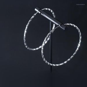 Trendy 100% 925 Sterling Silver Big Round Circle Ear Ring Earings Classic Hoops örhängen för kvinnor Fina smycken12365