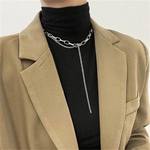 Anhänger Halsketten Boho Kragen Multilevel Silber Farbe Punk Dicke Halskette Für Frauen 2023 Vintage Mode Weibliche Lange Kette Schmuck Geschenk