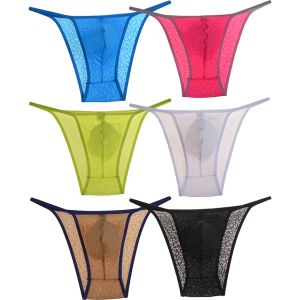 Men's Brazilian Briefs Bikini High-Leg Opening Jacquard Cheeky Spandex Brief Lingerie Comfy Briefs Trunks Pouch Stretchy Underwear