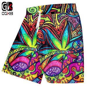 Men's Shorts OGKB Casual Gyms 3D Printing Oil Painting Leaves Funny Plus Size 5XL Clothing Men295u