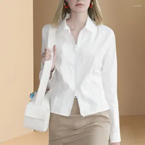 Kvinnor Bluses Women 2023 Fashion Summer Short Jacket White Blazer Tops and Blue Streetwear Bulus Feminina