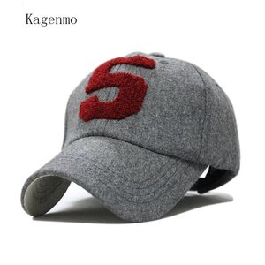 Ball Caps Kagenmo Baseball Cap Fashion Number 5 Winter Keep Warm Wool Thermal Outside Hat Brand Bone Visor Spring 231019