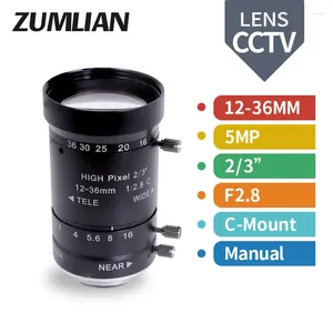 Manuell zoom 5.0MP C Montering 12-36mm Lens Distortion Aperture Machine Vision 2/3 