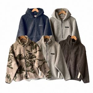 Designer essent hoodie Mens Full Zip Hoody Teddy Wool Jackets Long Sleeve Pullover Half Zip Hoodies Lambswool Coat Causal Women Jacket Top