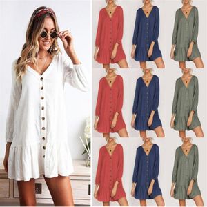 Summer Sexy V Neck Short Beach Dress Cotton Mini Loose Casual T Shirt Dress Plus Size Women Clothing257o