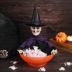 Halloween Toys Halloween Electric Fruit Bowl Witch Ghost Decoration Halloween Party Secret Room Atmosphere Witch Bowl Props Toys Ornament 231019