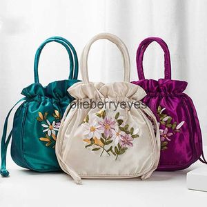 Bags Bucket Bag Top Handle Ladies Handbag Bag Summer Purse National Style Flower Pattern Drawstring Bagblieberryeyes