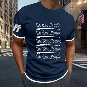 Mäns T -skjortor Mens skjorta självständighetsdagen Flaggtryck Två vår/sommar fritidssport Bekväma andningsbara arbetskläder