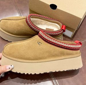 Tazz Australien tofflor Designer Classic Mini Short Boots Women Men Fur Sheepskin Tasman Tass Chestnut Sand Mustard Seed Beige Autumn and Winter Ankle Shoes 558