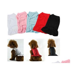 Dog Apparel 12Pcs/Lot Blank Plain Soft Cotton Dog Dress Shirt Skirt Pet Summer Clothes For Small Large Dods Cats Home Garden Pet Suppl Dh8A2
