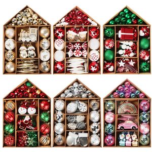 Decorações de Natal 70pcs enfeites de bola de Natal floco de neve boneco de neve estrela árvore de Natal pendurado pingentes Noel Navidad decoração de casa 2024 ano presente 231019