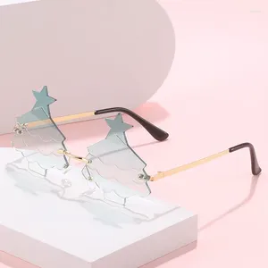 Sonnenbrille Weihnachtsbaum Stern Mode randlos für Frauen rahmenlose Männer und lustige dekorative Partybrille Weihnachten