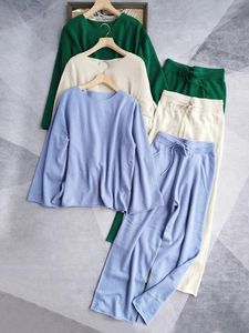Pantaloni a due pezzi da donna Collezione estiva Set casual a maniche lunghe in maglia di cashmere 231018