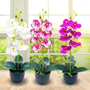 Dekoratif çiçekler 1 set simülasyon bonsai hafif sahte Phalaenopsis solmayan büyüleyici masaüstü saksı kapalı kapalı dekor