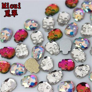 Micui 100PCS 6 8mm Skull Non Fix Flatback Crystals Glass Rhinestones Stone Nail Rhinestone Strass For Clothes Applique ZZ713283i