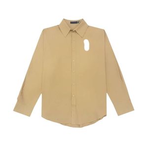 Camicia Ralphs Designer Laurens Qualità originale Warrior Tessuto Oxford Ricamo kaki Vestibilità ampia Coppia quotidiana Camicia casual autunno/inverno a maniche lunghe