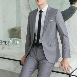 Men's Suits 2Pcs/Set Stylish Male Business Suit Washable Men Long Sleeve Slim Fit Lapel Blazer Straight Pants Set Warm